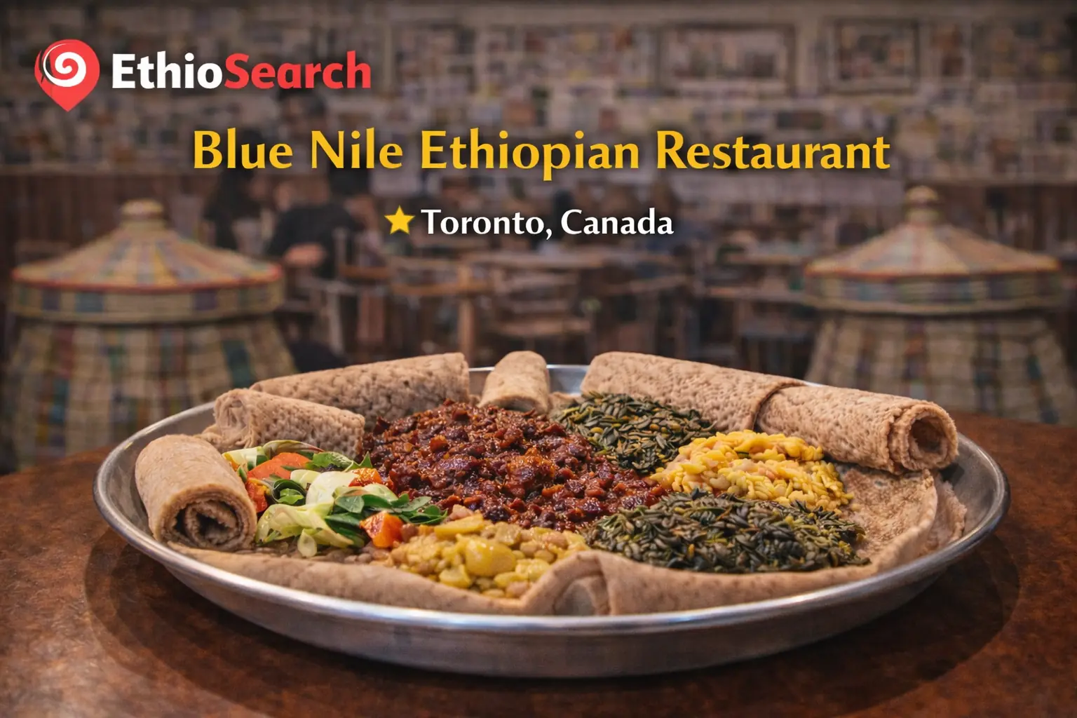 2026 Guide 10 Top Habesha Restaurants in Toronto 7 Traditional injera platter at Blue Nile Ethiopian Restaurant in Toronto, Canada