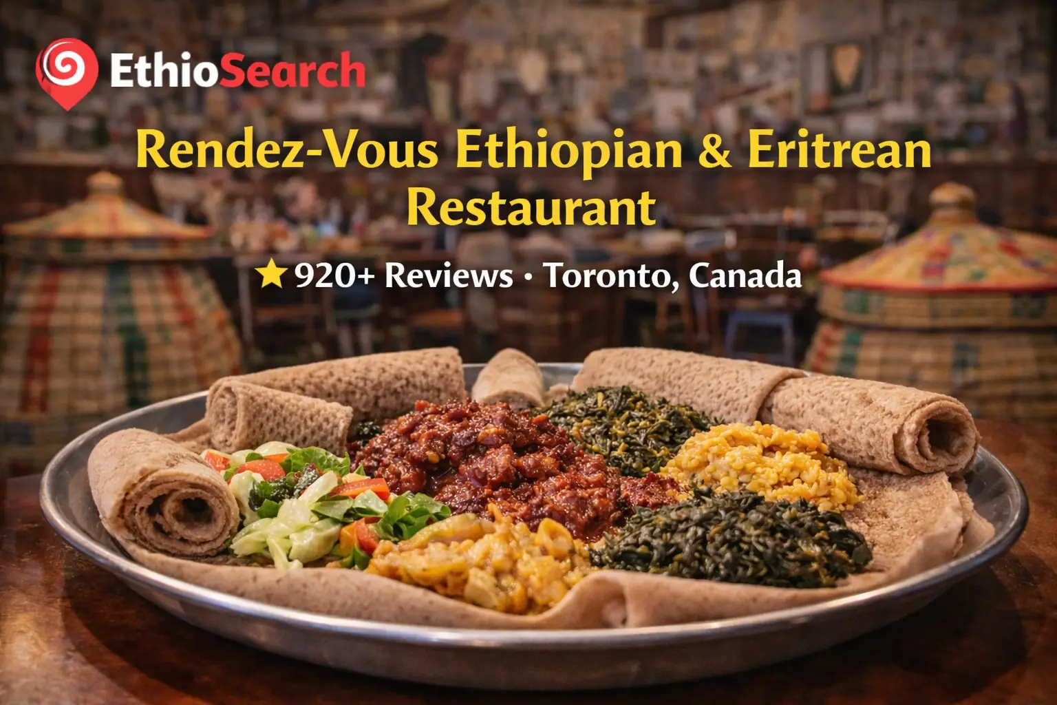 2026 Guide 10 Top Habesha Restaurants in Toronto 1 Traditional injera platter at Rendez-Vous Ethiopian and Eritrean Restaurant in Toronto with 920+ reviews